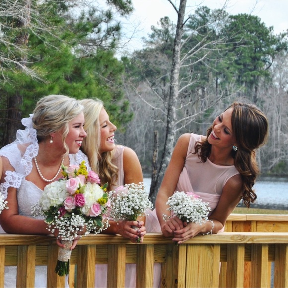 BRIDESMAID/FORMAL DRESS | DAVID’S BRIDAL | PETAL PINK | SIZE 6 | STYLE #F15927 - Picture 7 of 9